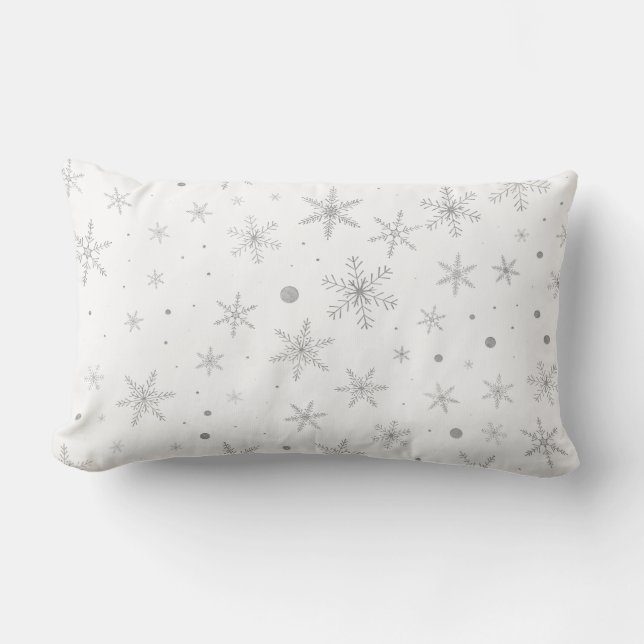 Twinkle Snowflake -Silver Grey & White- Kussen (Voorkant)