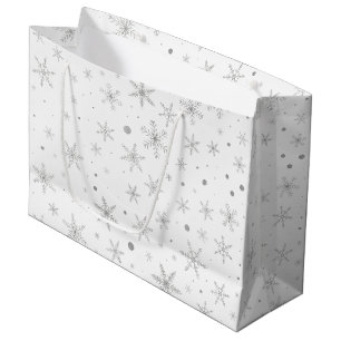 Twinkle Snowflake -Silver Grey & White- Large Cadeautasje