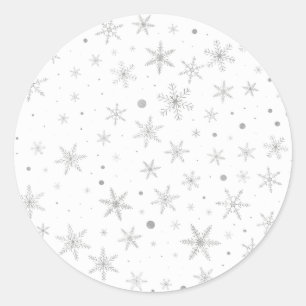 Twinkle Snowflake -Silver Grey & White- Ronde Sticker