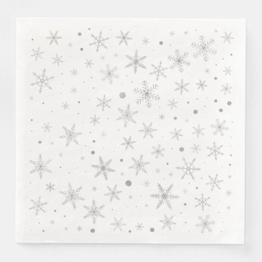 Twinkle Snowflake -Silver Grey & White- Servetten (Voorkant)