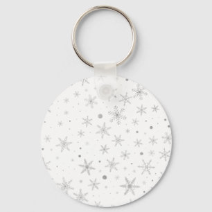 Twinkle Snowflake -Silver Grey & White- Sleutelhanger