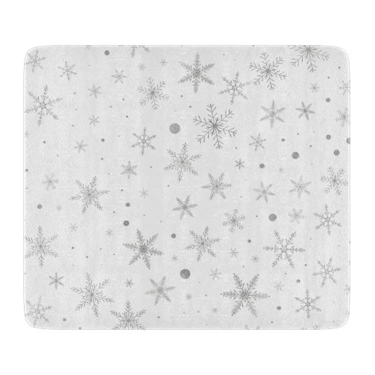 Twinkle Snowflake -Silver Grey & White- Snijplank (Voorkant)