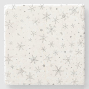 Twinkle Snowflake -Silver Grey & White- Stenen Onderzetter