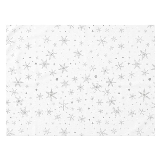 Twinkle Snowflake -Silver Grey & White- Tafelkleed (Voorkant (Horizontaal))
