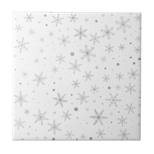 Twinkle Snowflake -Silver Grey & White- Tegeltje (Voorkant)