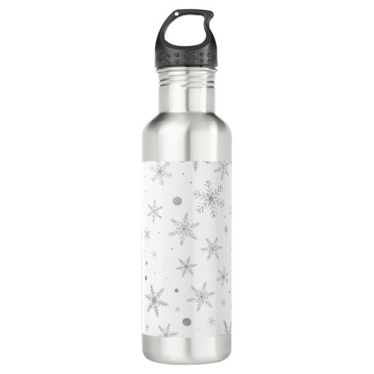 Twinkle Snowflake -Silver Grey & White- Waterfles (Voorkant)