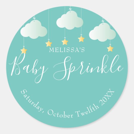 Twinkle sprinkel little star baby shower ronde sticker (Voorkant)