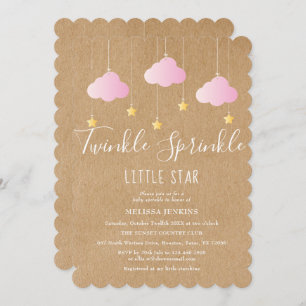 Twinkle Sprinkle Baby shower Roze Rustieke Boho Kaart