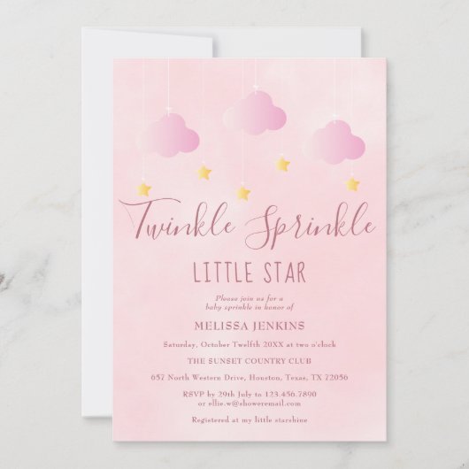 Twinkle Sprinkle Kleine Ster Verjaardag Meisje Roz Kaart (Voorkant)