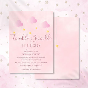 Twinkle Sprinkle Little Star Baby shower Girl Pink Kaart