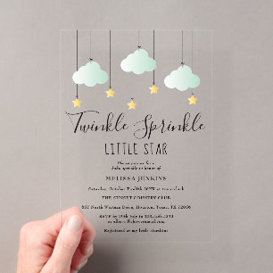 Twinkle Sprinkle Little Star Neutrale Baby Shower Acryl Uitnodigingen