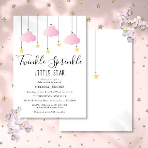 Twinkle Sprinkle Little Star Pink Girl Baby shower Kaart