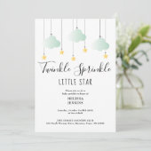 Twinkle Sprinkle Neutral QR Code Baby shower Kaart (Staand voorkant)