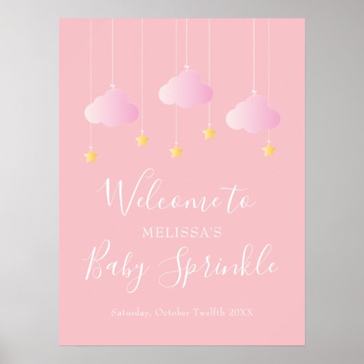 Twinkle Sprinkle Roze Welkom Baby Meisje Feest Poster (Voorkant)