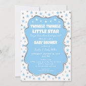 Twinkle Star Baby shower bleu argent invitations (Devant)