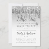 TWINKLE STAR Baby shower Silver Grey Glitter Kaart (Voorkant)
