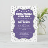 Twinkle Star Baby shower ultra violette uitnodigin Kaart (Staand voorkant)