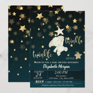 Twinkle Star Black, Gold, Beer Baby shower Kaart