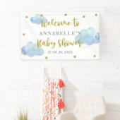 Twinkle Star Blue Clouds Baby shower Backdrop Spandoek (Insitu)
