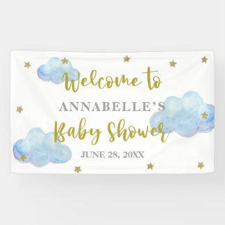 Twinkle Star Blue Clouds Baby shower Backdrop Spandoek