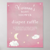 Twinkle Star Blush Pink Baby shower Diaper Raffle Poster (Voorkant)