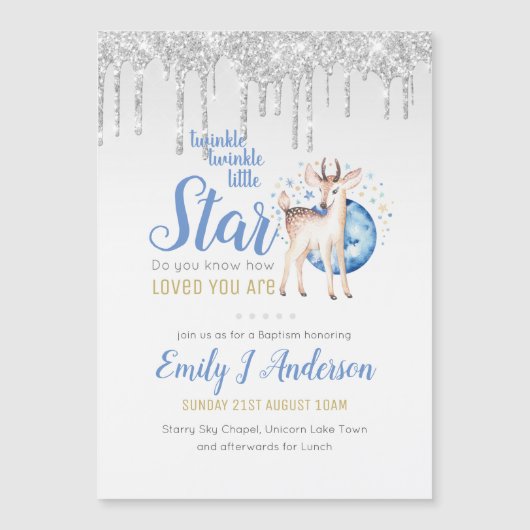 TWINKLE Star Drip Glitter Woodland Deer BAPTISM (Voorkant)