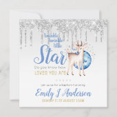 TWINKLE Star Drip Glitter Woodland Deer BAPTISM Kaart (Voorkant)