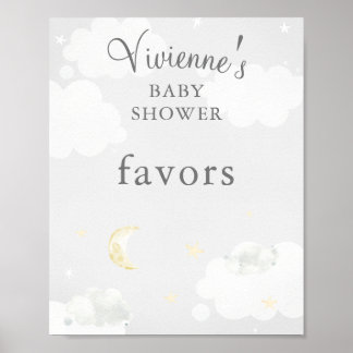 Twinkle Star Gray Baby shower Favors Poster