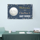 Twinkle Star Navy Gold Moon Baby shower Backdrop Spandoek (Beurs)