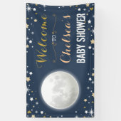 Twinkle Star Navy Gold Moon Baby shower Backdrop Spandoek (Verticaal)