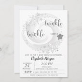 Twinkle Star Silver Glitter Baby shower Invitation Kaart (Voorkant)