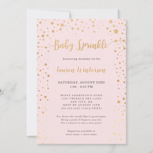 Twinkle Stars Baby Sprinkl invitation (Devant)