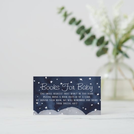 Twinkle Stars Navy Blue Book Request Enclosure Car Informatiekaartje (Staand voorkant)