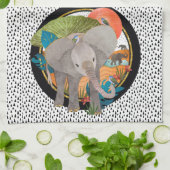 TWINKLE-TOES SAFARI éléphant serviette de cuisine (Plié)