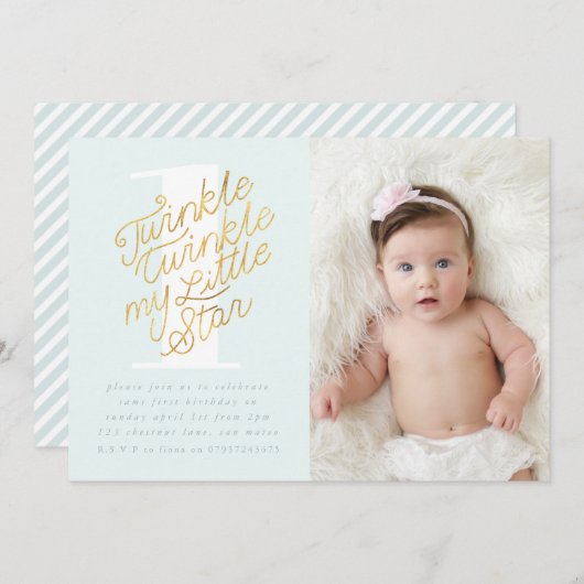 TWINKLE TWINKLE ANNIVERSAIRE FÊTE INVITATION (Devant / Derrière)