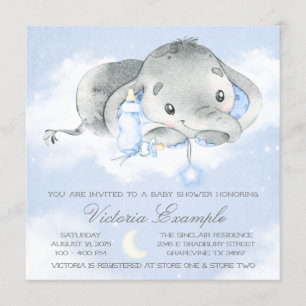 Twinkle Twinkle Baby Boy Elephant Baby shower Kaart