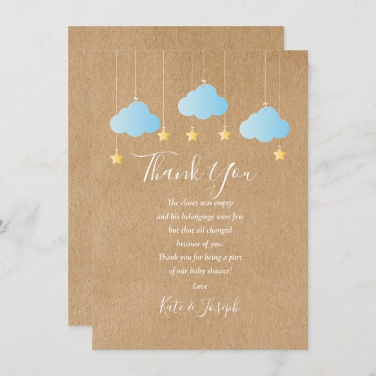 Twinkle Twinkle Baby Boy Shower Dank je gedicht Bedankkaart (Voorkant / Achterkant)