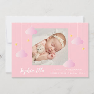 Twinkle Twinkle Baby Meisje Mooie Roze Foto Geboor Aankondiging