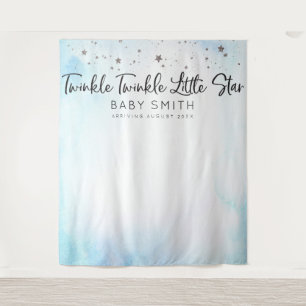 Twinkle Twinkle Baby shower Achtergrond Blauw Wandkleed