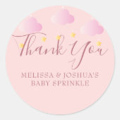 Twinkle Twinkle Baby shower Dank u Roze Ronde Sticker (Voorkant)