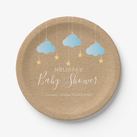 Twinkle Twinkle Baby Shower / Spettertje Rustieke  Papieren Bordje (Voorkant)