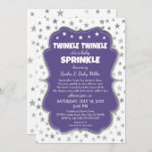 Twinkle Twinkle Baby Sprinkle violet invitations (Devant / Derrière)