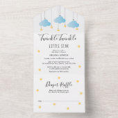 Twinkle Twinkle Blue Boy Baby shower All In One Uitnodiging (Binnen)