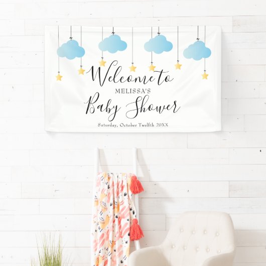 Twinkle Twinkle Blue Boy Baby shower Welkom Spandoek (Insitu)