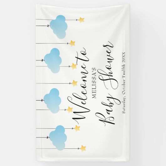 Twinkle Twinkle Blue Boy Baby shower Welkom Spandoek (Verticaal)