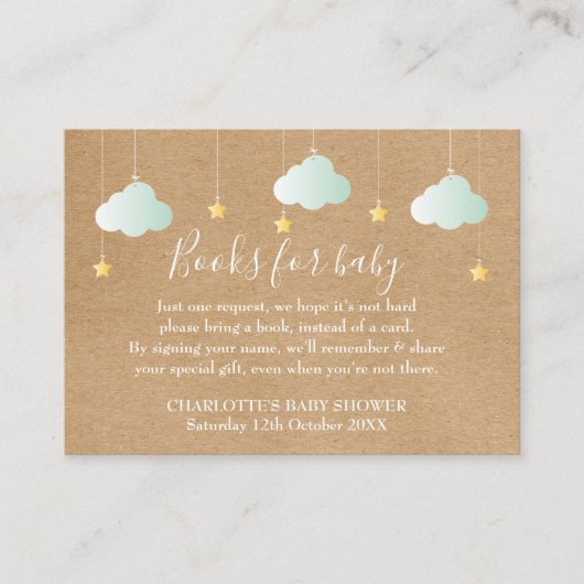 Twinkle Twinkle Boek Verzoek Baby Shower/Sprinkle Informatiekaartje (Voorkant)