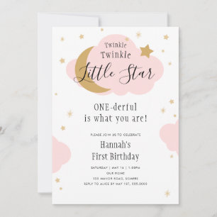 Twinkle, Twinkle, een prachtige roze eerste verjaa Kaart