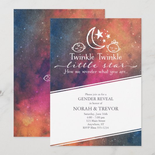 Twinkle Twinkle Galaxy Genre Reveillez Invitation (Devant / Derrière)