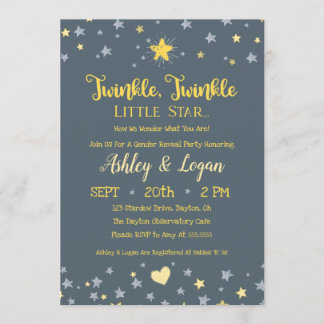 Twinkle Twinkle Gender Reveal Douche Uitnodiging