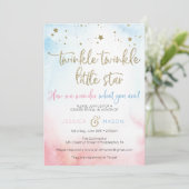 Twinkle Twinkle Gender Reveal Invites Card Programma (Staand voorkant)